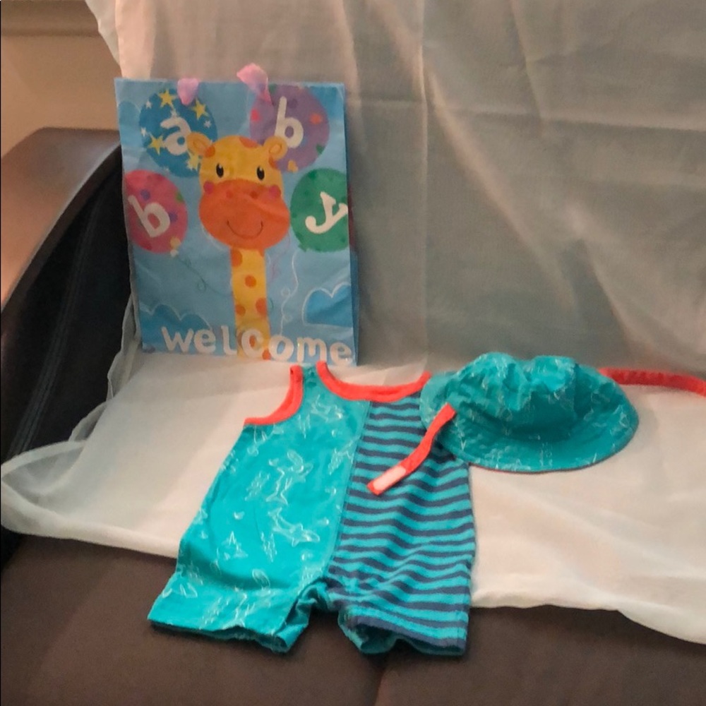 Baby Boys romper with matching hat